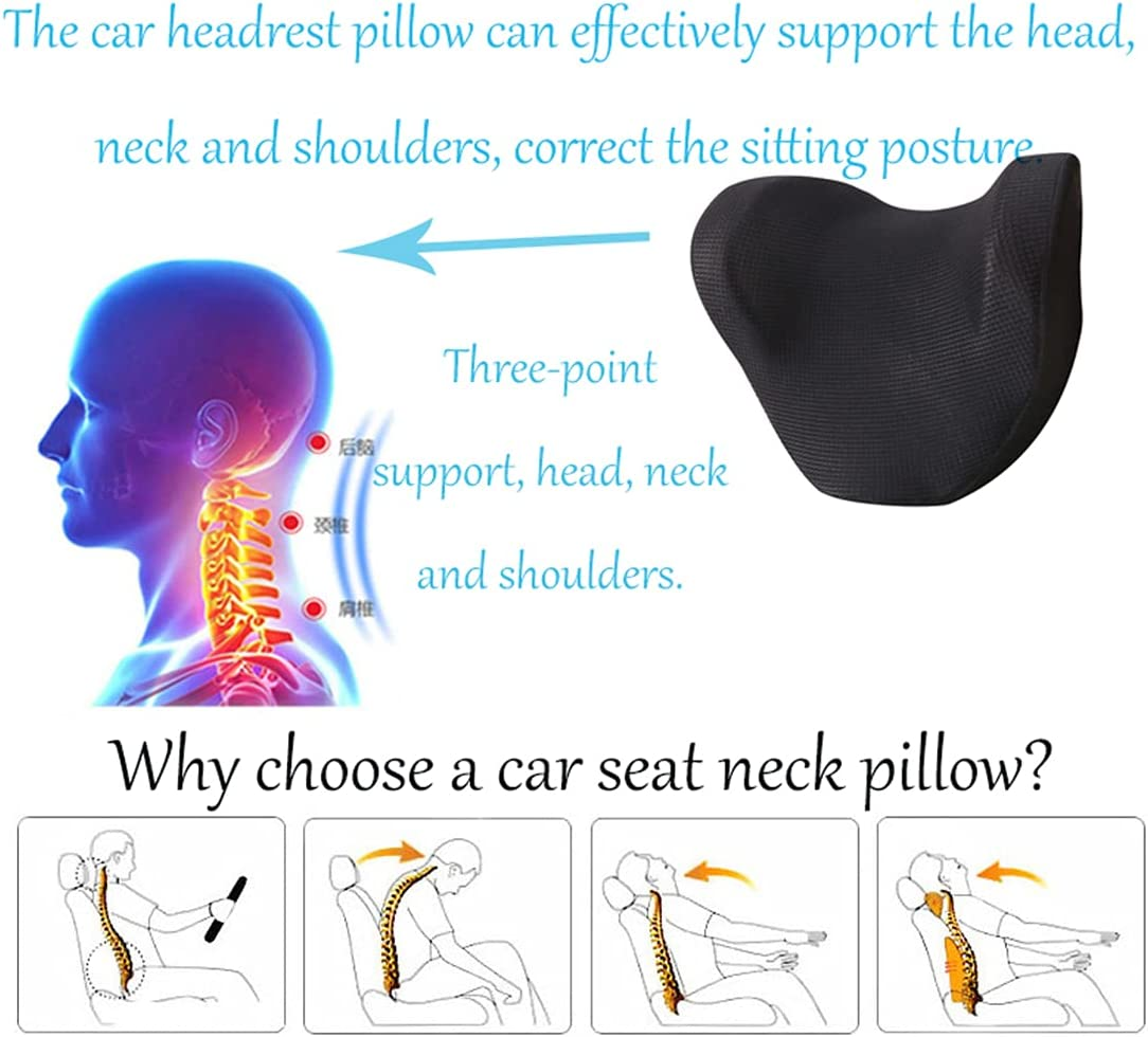 Car Seat Neck Pillow,Car Pillow for Driving Seat with Adjustable Strap,Space Memory Foam Car Pillow for Ice Silk Breathable Car (Gray) image number 6