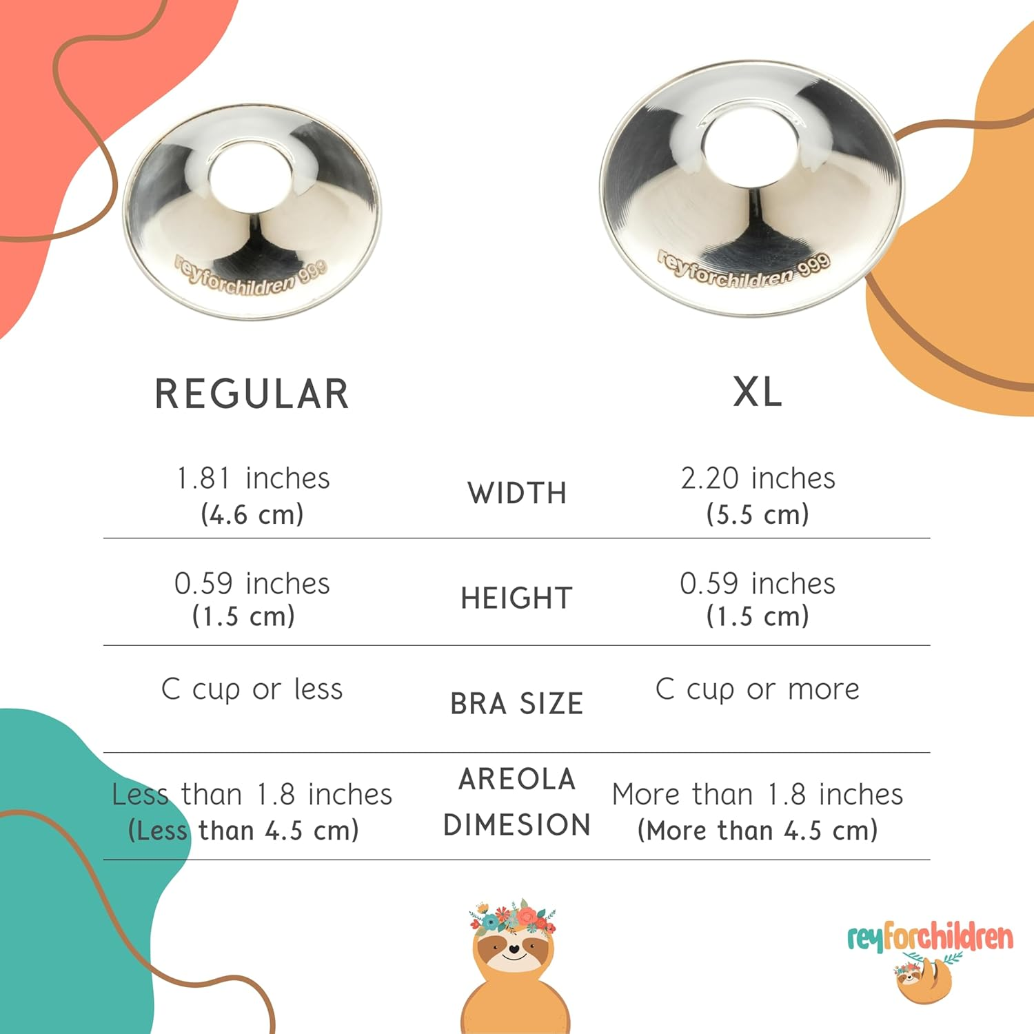 RFC Silver Nursing Cups - 999 Silver Nursing Pad - Nipple Shields Kit for Nursing Newborn - Breastfeeding Essentials - Nipple Cover Breastfeeding - with Silicone Ring & Cleaning Scotch & Carrying Case (Shiny 999 Silver Nursing Cup (XL)) image number 2