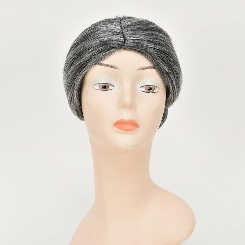 Grandma Wig Old Lady Woman Grey Silver Granny Mother Dress up for Parties, Unisex & One Size Fits All image number 4