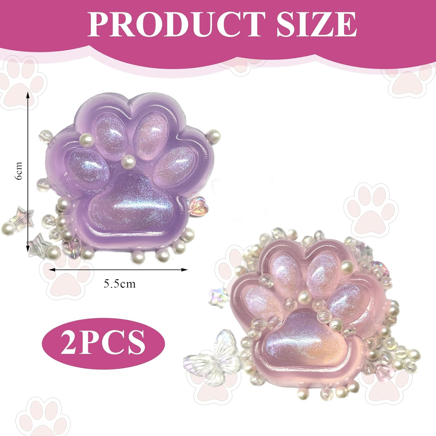 Pack of 2 Cat Paw Squishy, Cat Paws Squishy, Fufu Squishy, Taba Squishy Paw, Squishy Cat, Cute Soft Cat Paw Squeeze Toys, Suitable for Children and Adults to Relax (Pink, Purple) image number 5