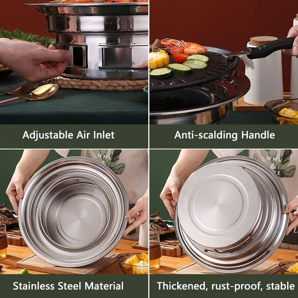 Primst Multifunctional Charcoal Barbecue Grill, Household Korean BBQ Grill, Portable Camping Grill Stove, Tabletop Smoker Grill image number 4