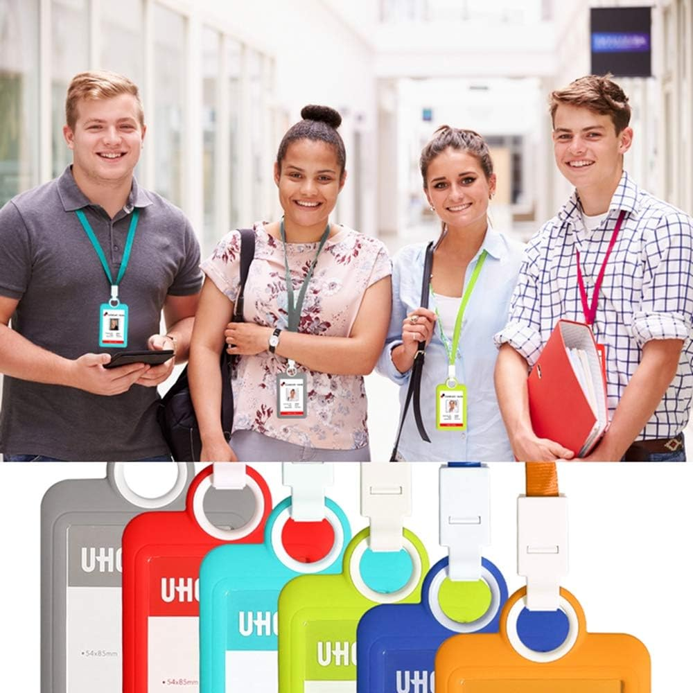 Badge Holder Silicone Horizontal ID Badge Card Holder with Lanyard Neck Strap Heavy Duty ID Card Business Card Offices Supplies Vertical &hellip; image number 4