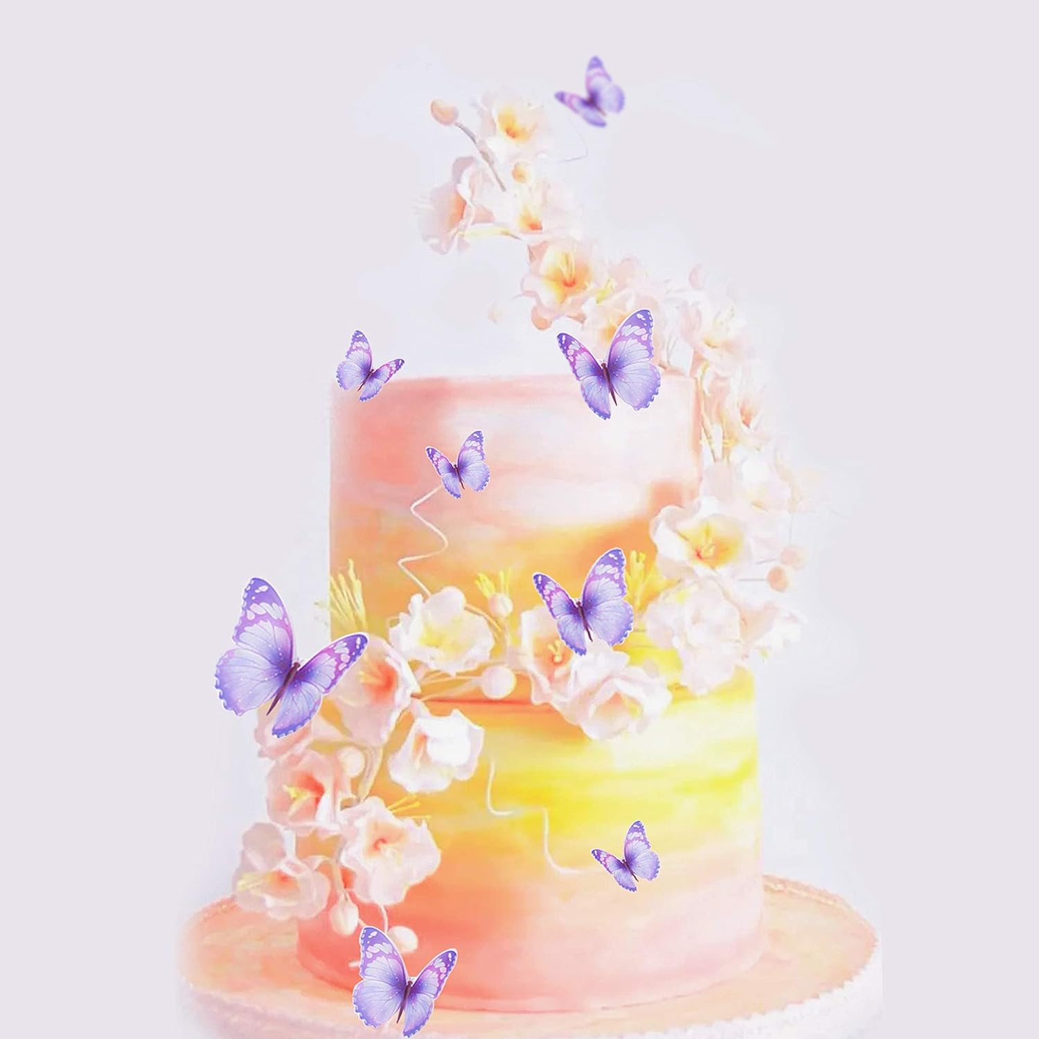 30Pcs Bule Purple Mixed Size Lively 3D Butterfly Cupcake Topper for Girls Women'S Happy Birthday Wedding Party Cake Wall Party Food Decorations image number 6