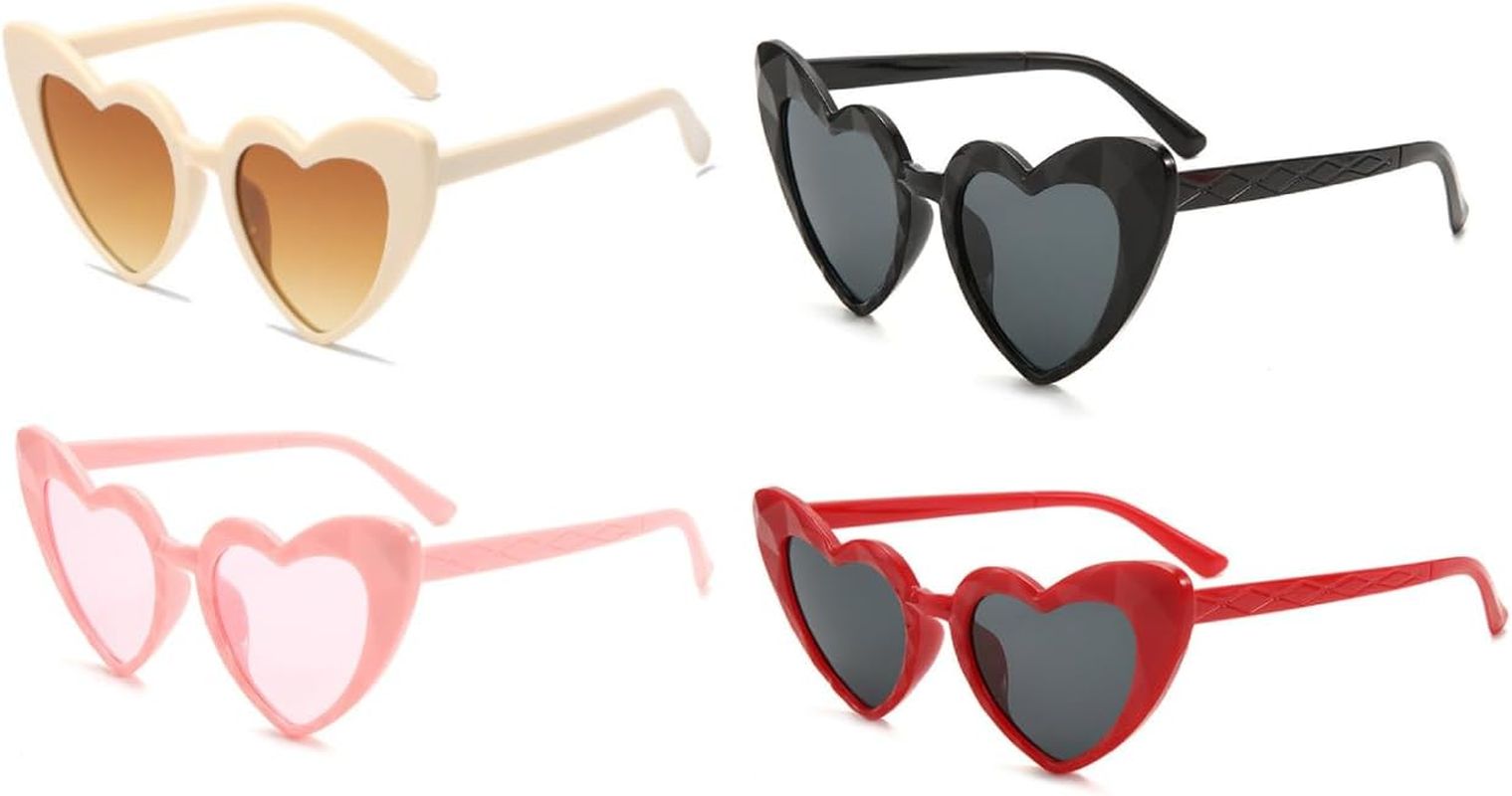 4PCS Heart Shape Glasses, Love Heart Sunglasses Colorful Funky Party Eyewear Favors image number 6