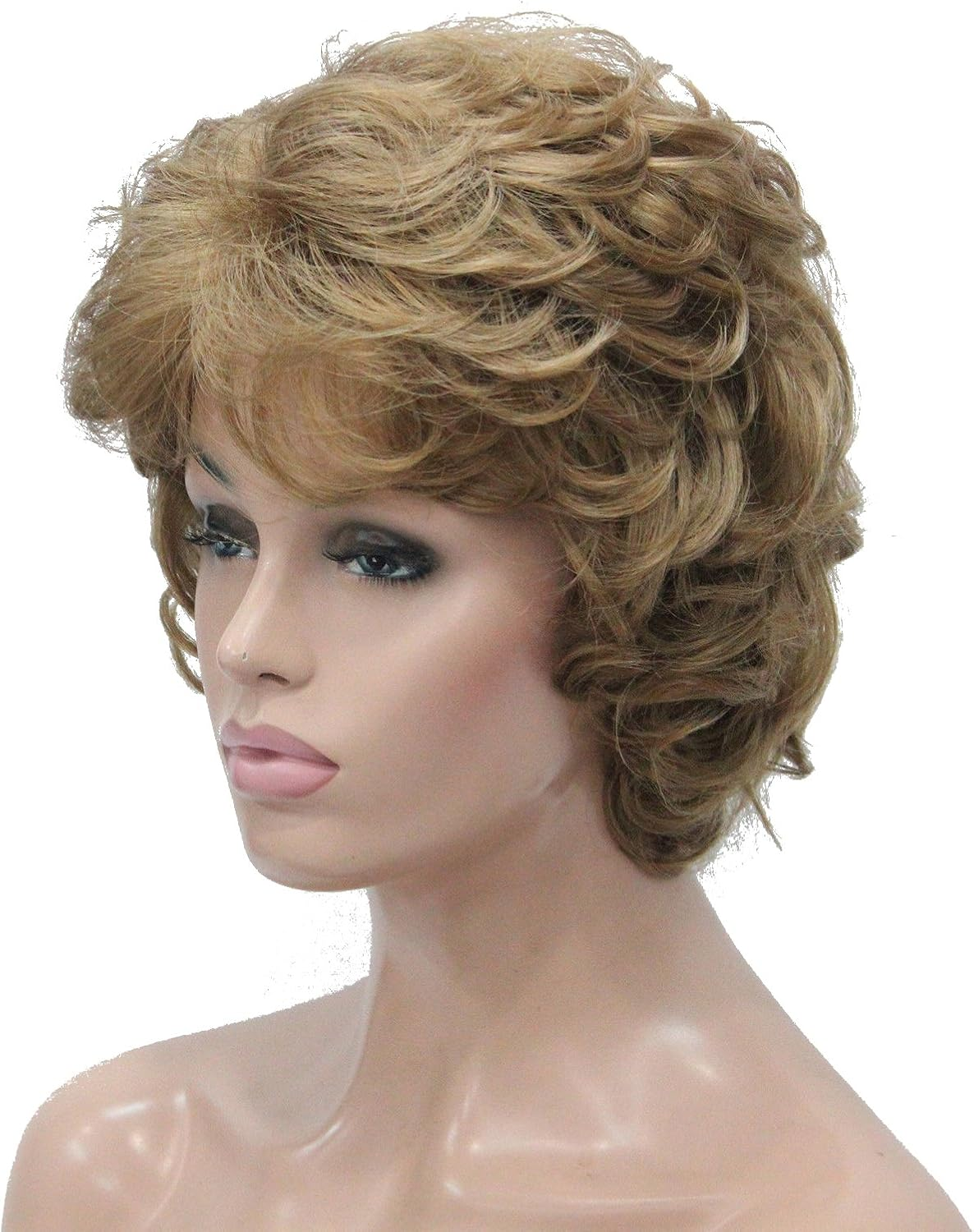 (19 Light Strawberry Blonde) - Lydell Women'S Short Curly Wavy Wig Synthetic Hair Full Wig 15Cm (19 Light Strawberry Blonde) image number 6