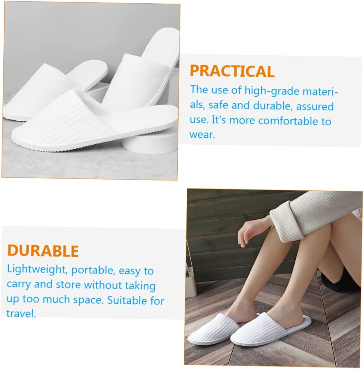 Outanaya Disposable Non-Slip Coral Fleece Spa Slippers 5 Pairs for Hotel Guest Use and Home Visitors, Lightweight Travel and Indoor Footwear Anti-Skid Sole
