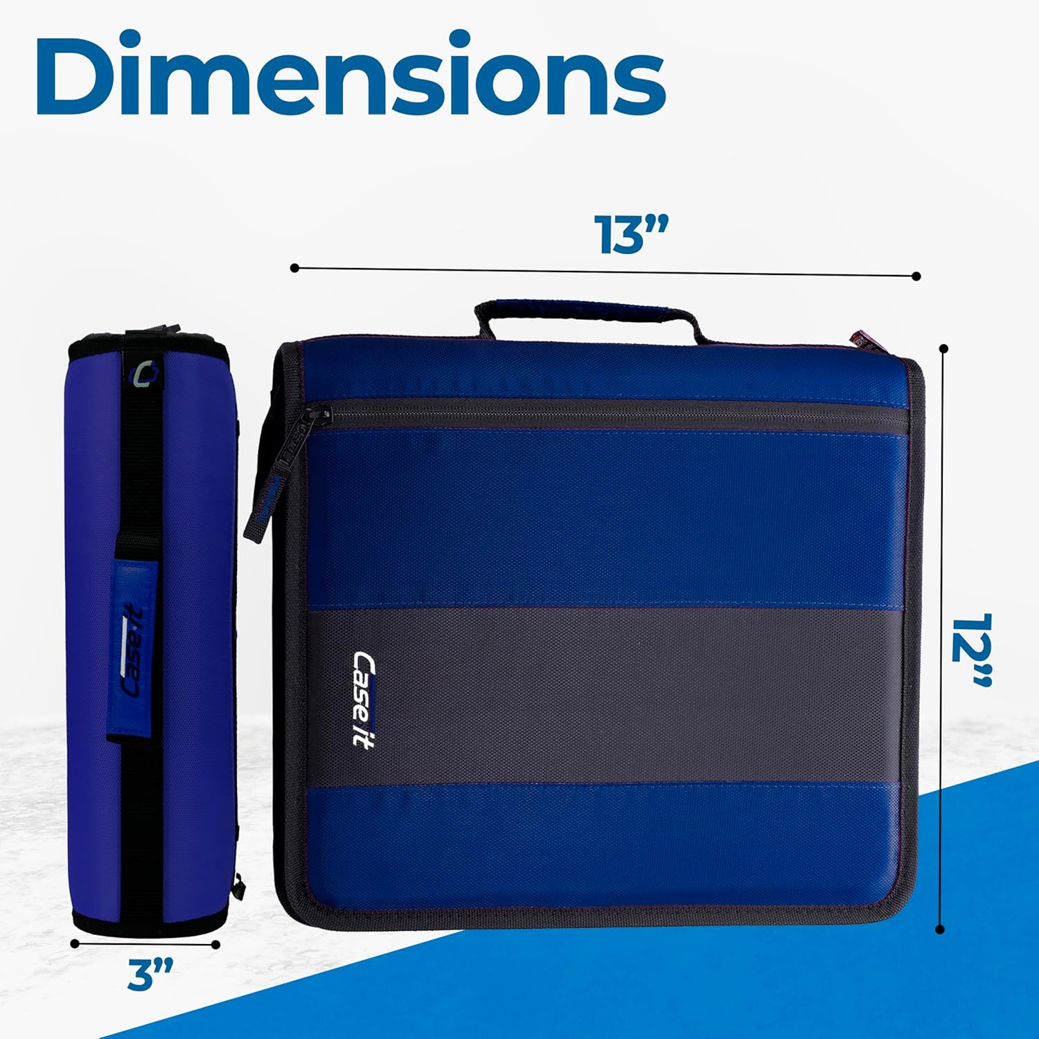 Case-It the Classic Zipper Binder - 2 Inch O-Rings - Multiple Pockets - 800 Sheet Capacity - Comes with Shoulder Strap - Midnight Blue D-251 image number 2