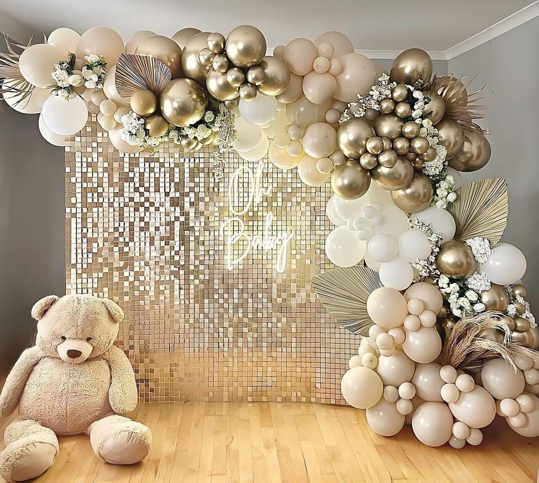 Sand White Gold Balloon Arch Kit, White Beige Chrome Gold Balloons Cream Balloons Metallic Gold Balloons for Boho Neutral Baby Shower Wedding Bridal Shower Birthday Decorations&hellip; image number 6