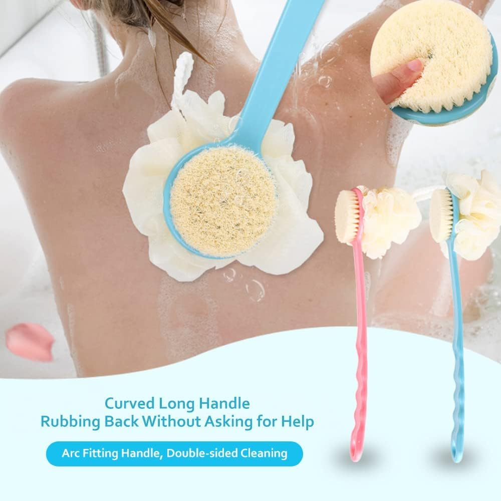 IFAN&trade; Back Scrubber for Shower Bath Brush Body Bath Back Scrubber&Bomb 2-Side Dual-Purpose Shower Pouf (Blue) image number 1