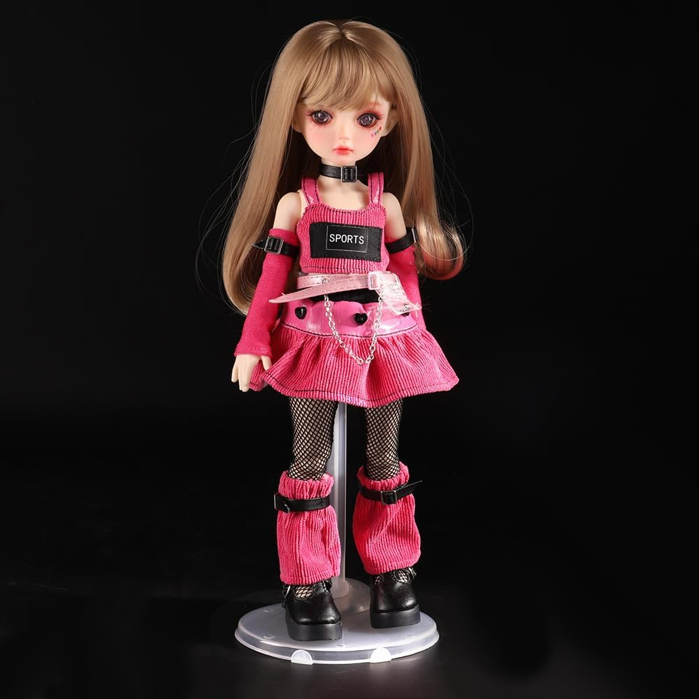 DACUAN 6 Pcs Transparent Doll Holder, Adjustable Doll Stand Support, Model Show Stands, Adjustable Action Figure Stand Barbie Accessories for 9-11 Inch Dolls