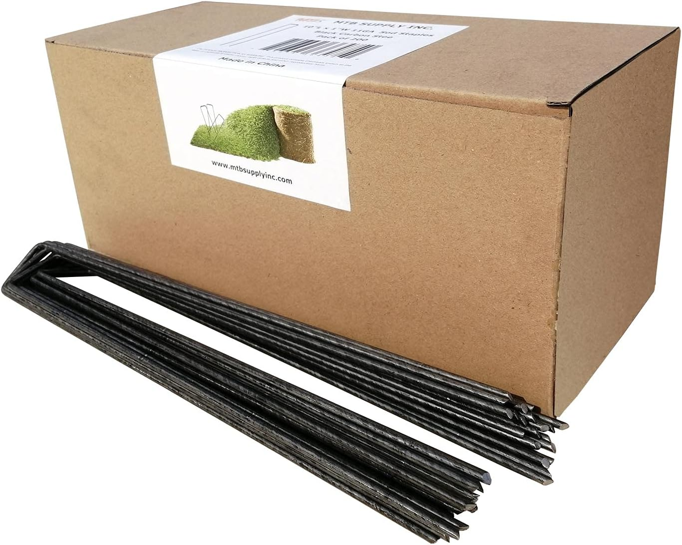 MTB Garden 200 Pack 10X1 Inch 11Ga(0.12Inch) Landscape Staples Garden Stakes Fence Netting Pins Ground Spikes Sod Cover Fabric Pegs Carbon Steel Black image number 2
