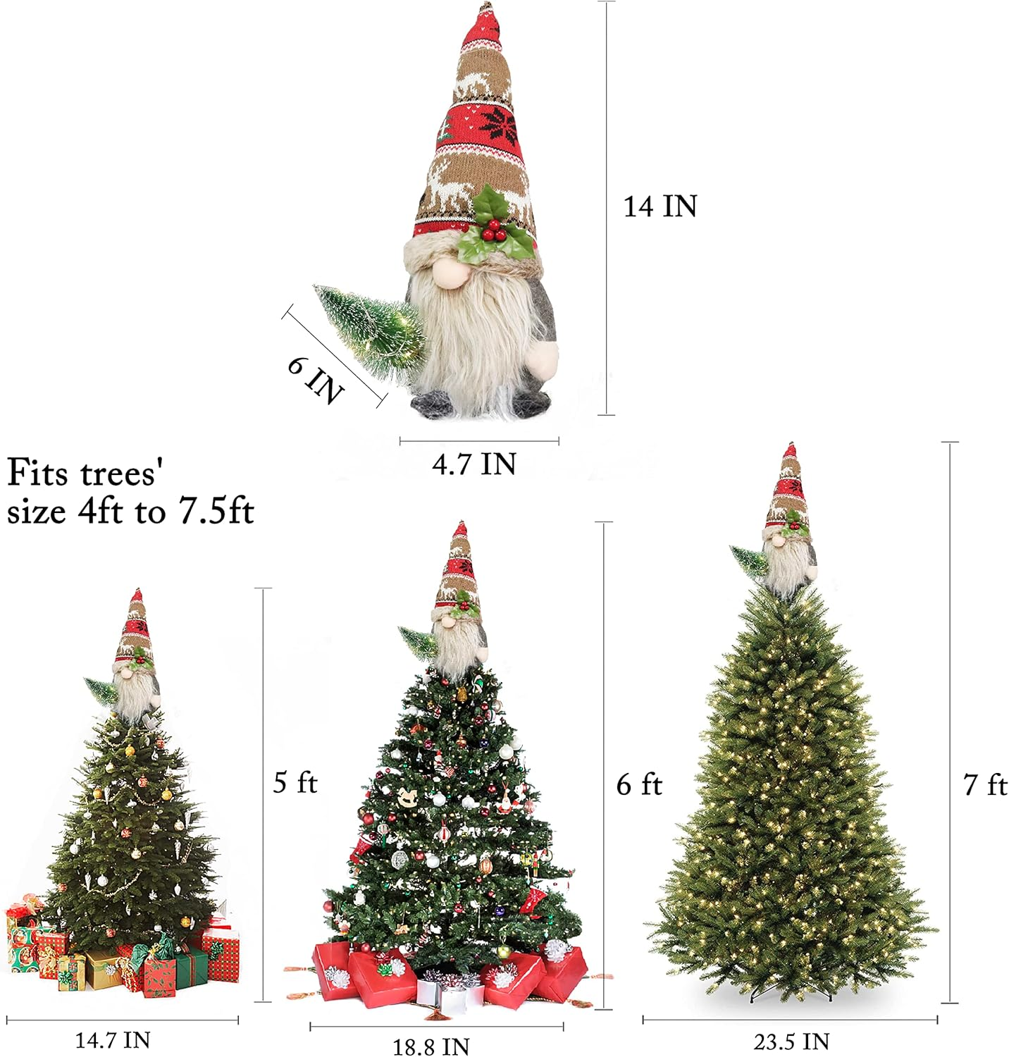 Christmas Tree Topper, Gnome Christmas Decoration, Star Tree Topper, Gnome Christmas Tree Topper, Hand Made Christmas Tree Decoration image number 6