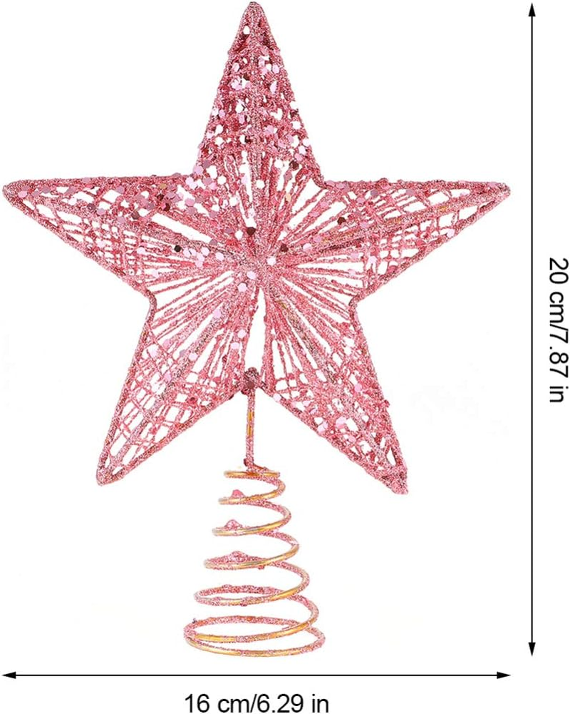 KESYOO Christmas Tree Topper 3D Hollow Glitter Star Tree Topper Rustic Christmas Star Tree Topper Christmas Decorations Pink image number 5