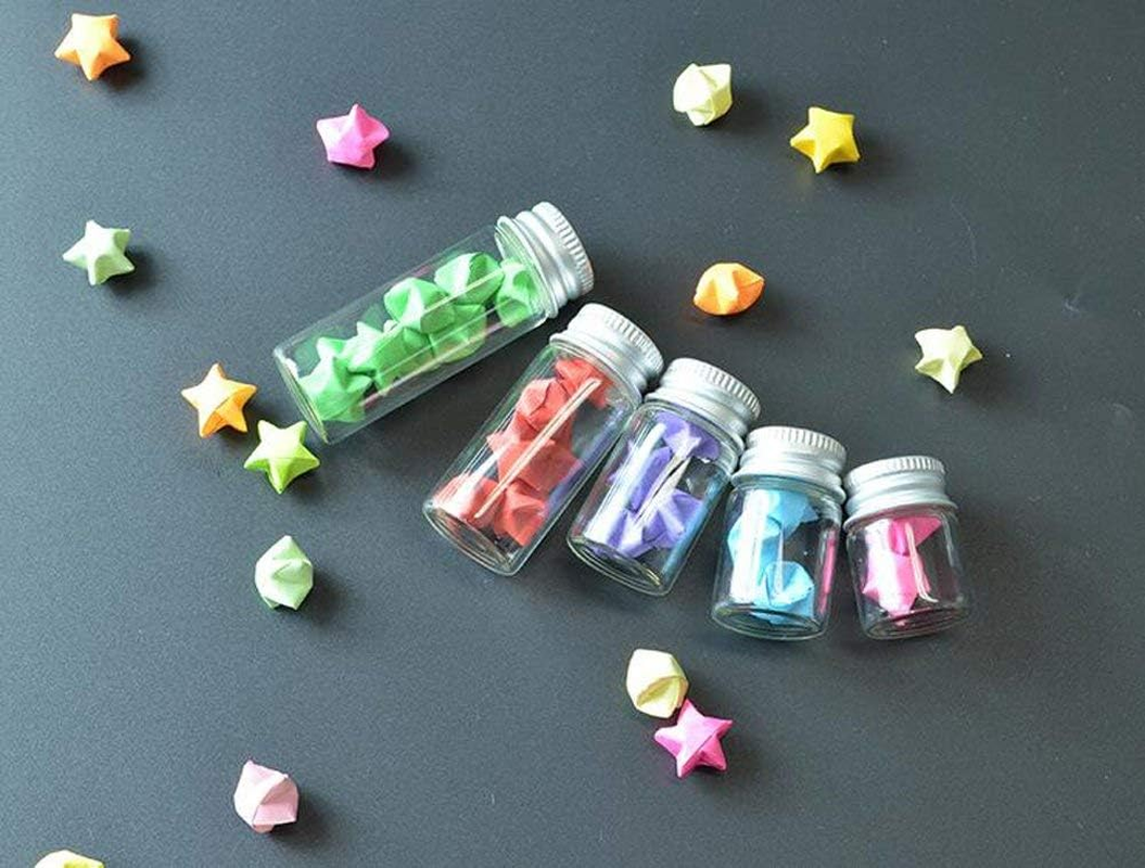 12PCS 15Ml Clear Glass Cute Strong Decorative Bottles Vials Tube Jars Cans Container with Aluminum Cap for Cosmetics Dispensing Sample Message Essential Oil Powders Wishing Storage image number 6