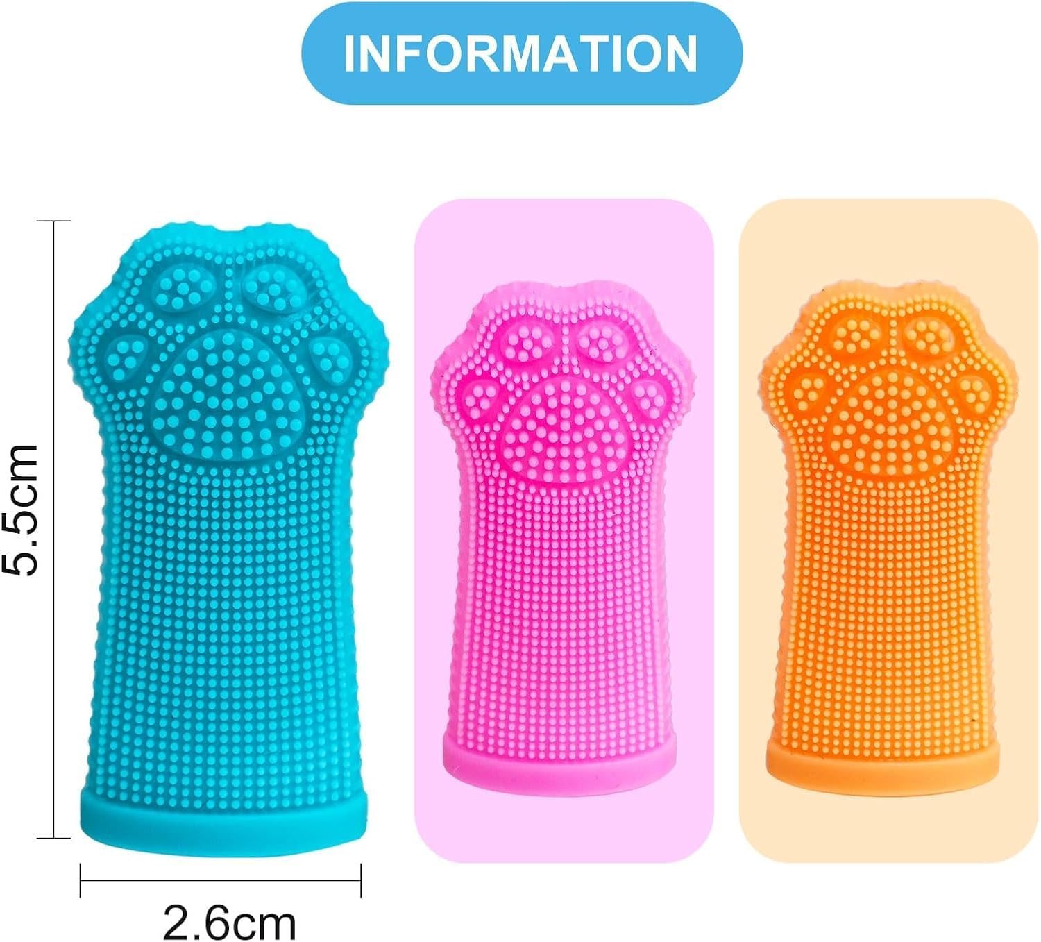 Hera Harmony Finger Toothbrush for Small Dogs, Cats & Puppies, Soft Silicone, 3 Pack image number 4