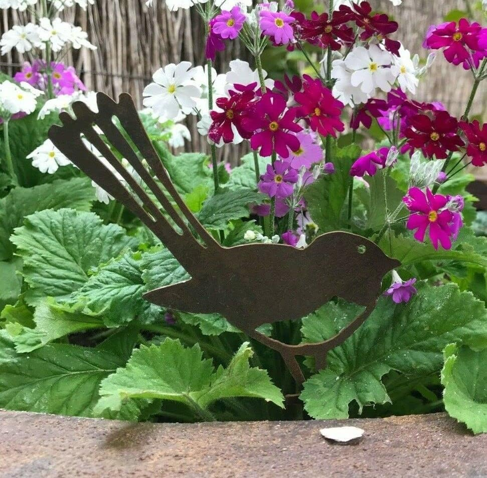 Wagtail Pot Decoration - Australian Made Rusted Metal Garden Art