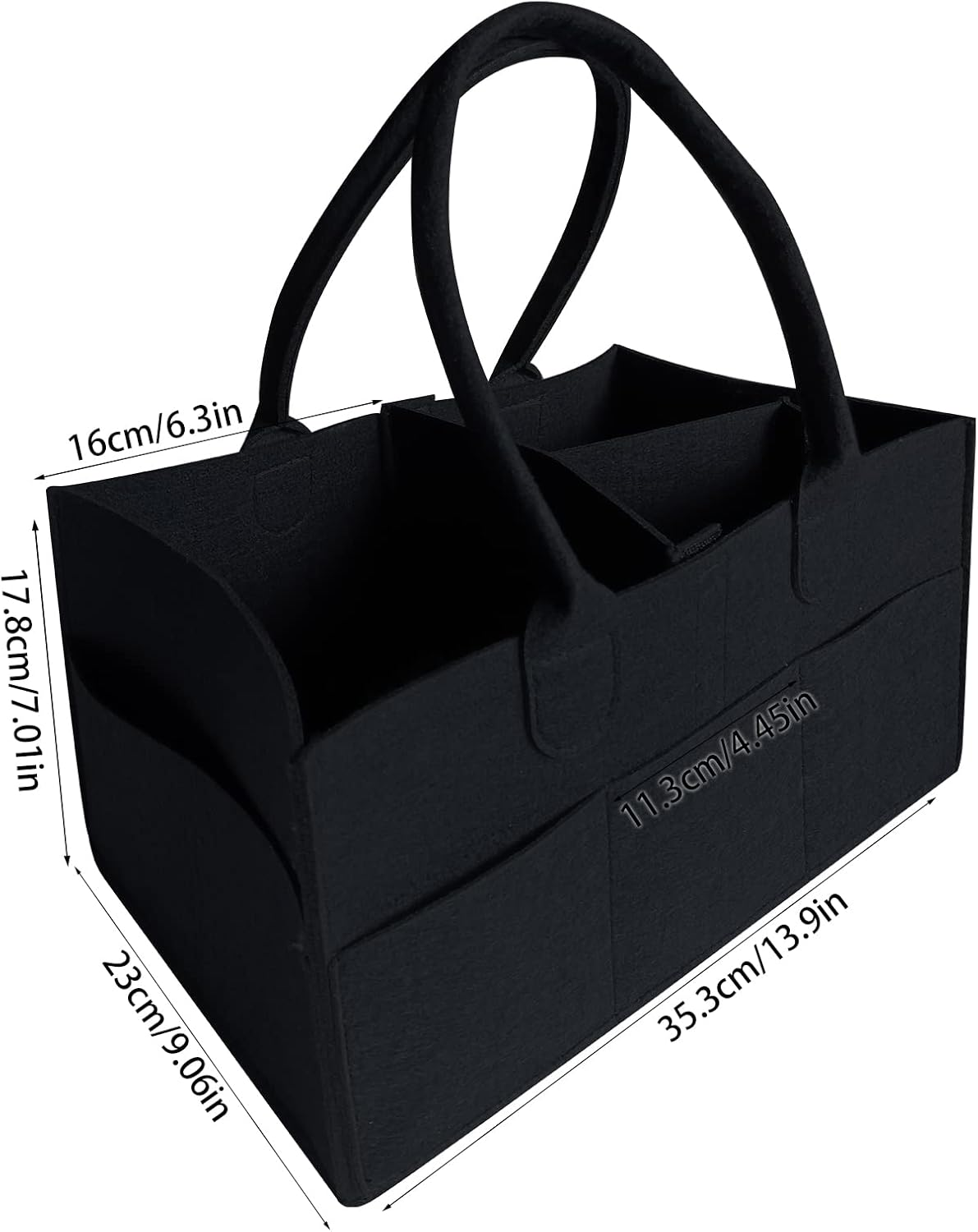 Baby Diaper Caddy Organizer: Portable Holder Bag for Changing Table and Car, Nursery Essentials Storage Bins Gifts for Baby Shower, Newborn Registry -Large（Black） image number 1