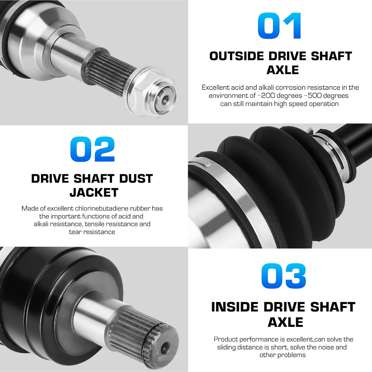 Front Left or Right CV Axle Shaft Compatible with Yamaha Wolverine X2 : 2019+, X4 : 2018+, Replace OEM Part BG4-2518F-00-00, 1 Front Axle image number 3