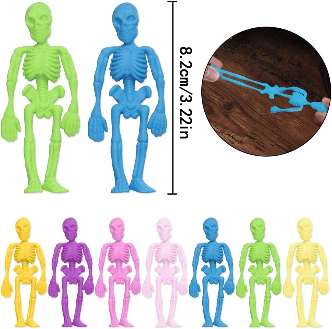 Skeleton Toys, 20 Pcs Soft Elasticity Decompression Skeletons for Halloween Party Favors and Treat Bags (Mixing Colors) image number 1