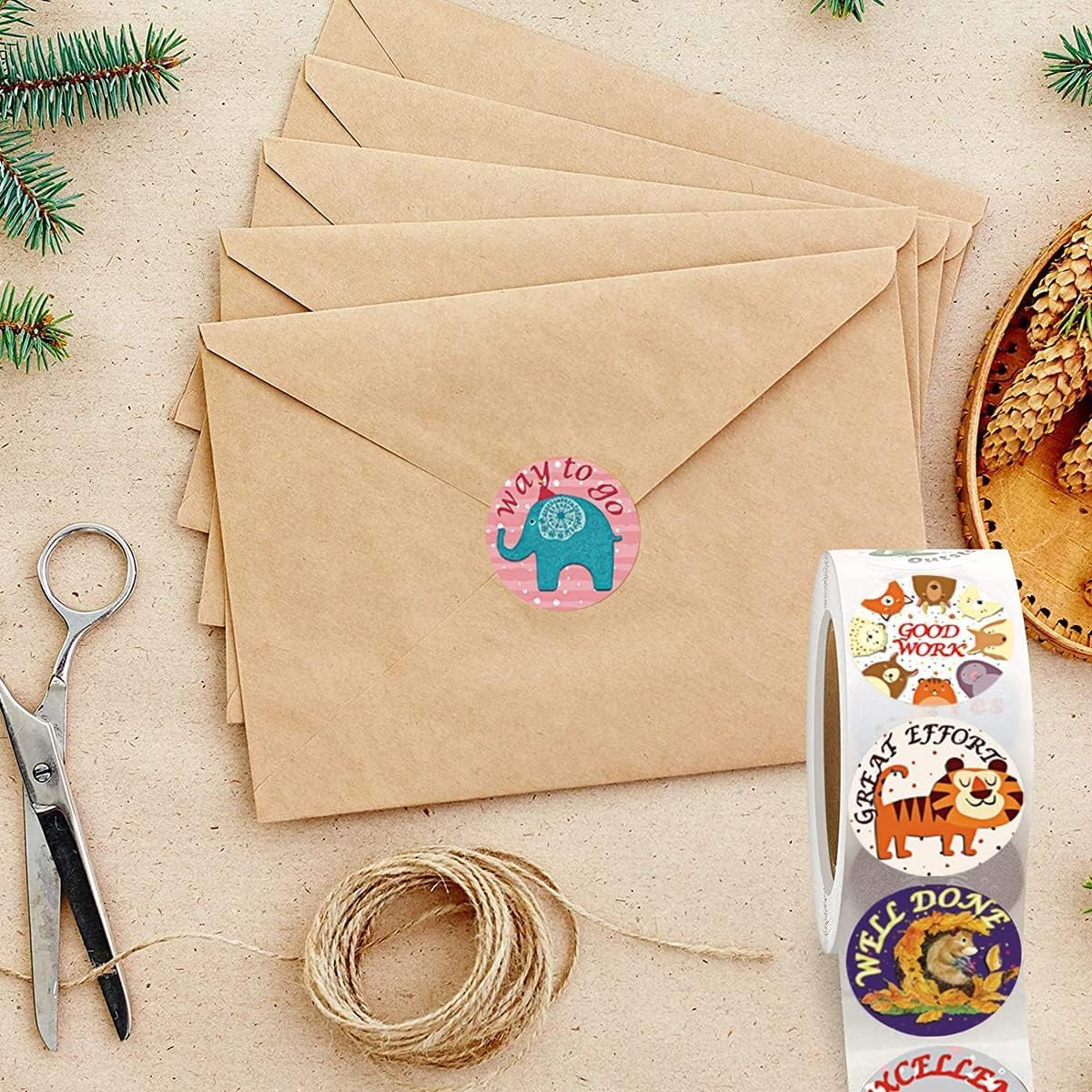 2500 Teacher Bonus Stickers for Children'S School - Animal Cartoon Paper Stickers 1 Inch - 5 Rolls 40 Labels image number 4