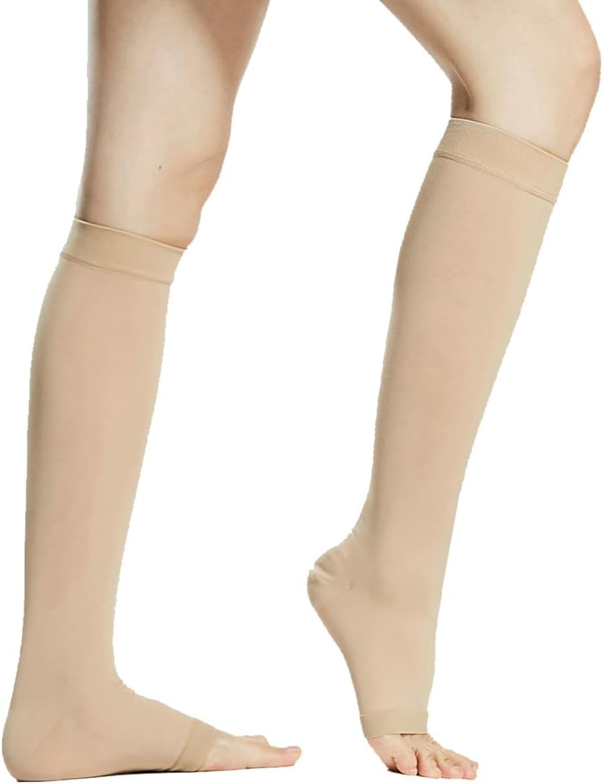 20-30 Mmhg Open Toe Compression Socks for Women & Men ,Best Graduated Medical Support (Class 2) for Running, Travel, Flight, Pregnancy &ndash; Relieve Swelling, Varicose Veins, Edema & Thrombosis (1 Pair)