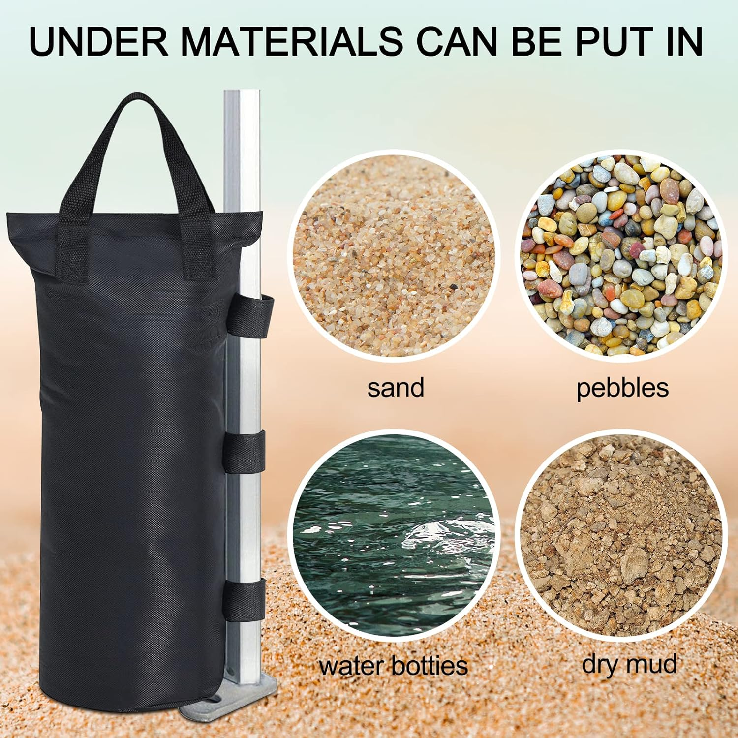Set of 4 Gazebo Weights Sand Bags Tent Sandbags Industrial Grade 600D Heavy Duty Marquee Weight Bag Gazebo Leg Weights Bags Parasol Weights Bag for Any Pop up Tents Canopy Umbrella image number 3
