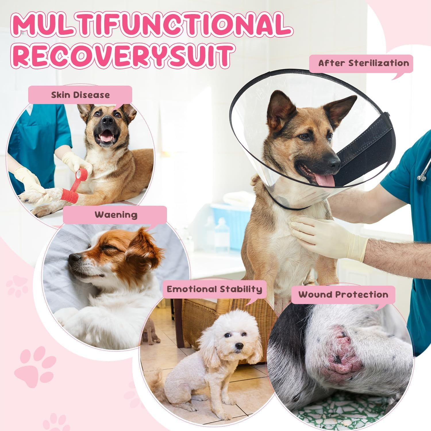 Slowton Dog Recovery Suit after Surgery - Dog Surgical Recovery Suit for Female Male Pet Bodysuit, anti Licking Pet Pajama Onesie E-Collar Cone Alternative, Small Medium Large Surgical Clothes image number 2