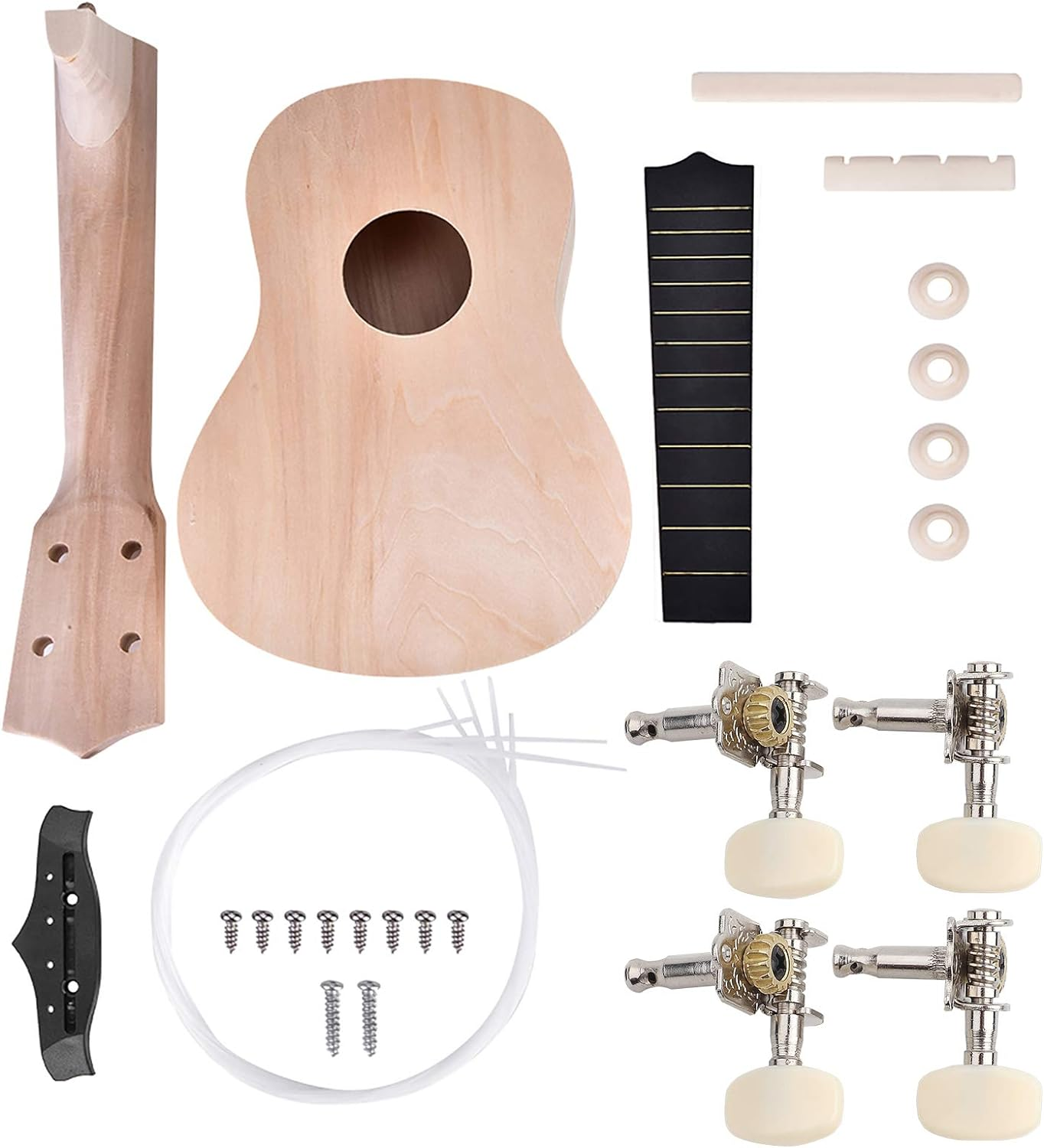 DIY Ukelele, 21Inch 4 String Ukelele, Make Your Own Ukulele DIY Kit, Hawaii Ukulele Kit for Kids Children Teens Adults,Musical Instruments for Beginners,Decompression Toy, Boys & Girls image number 4