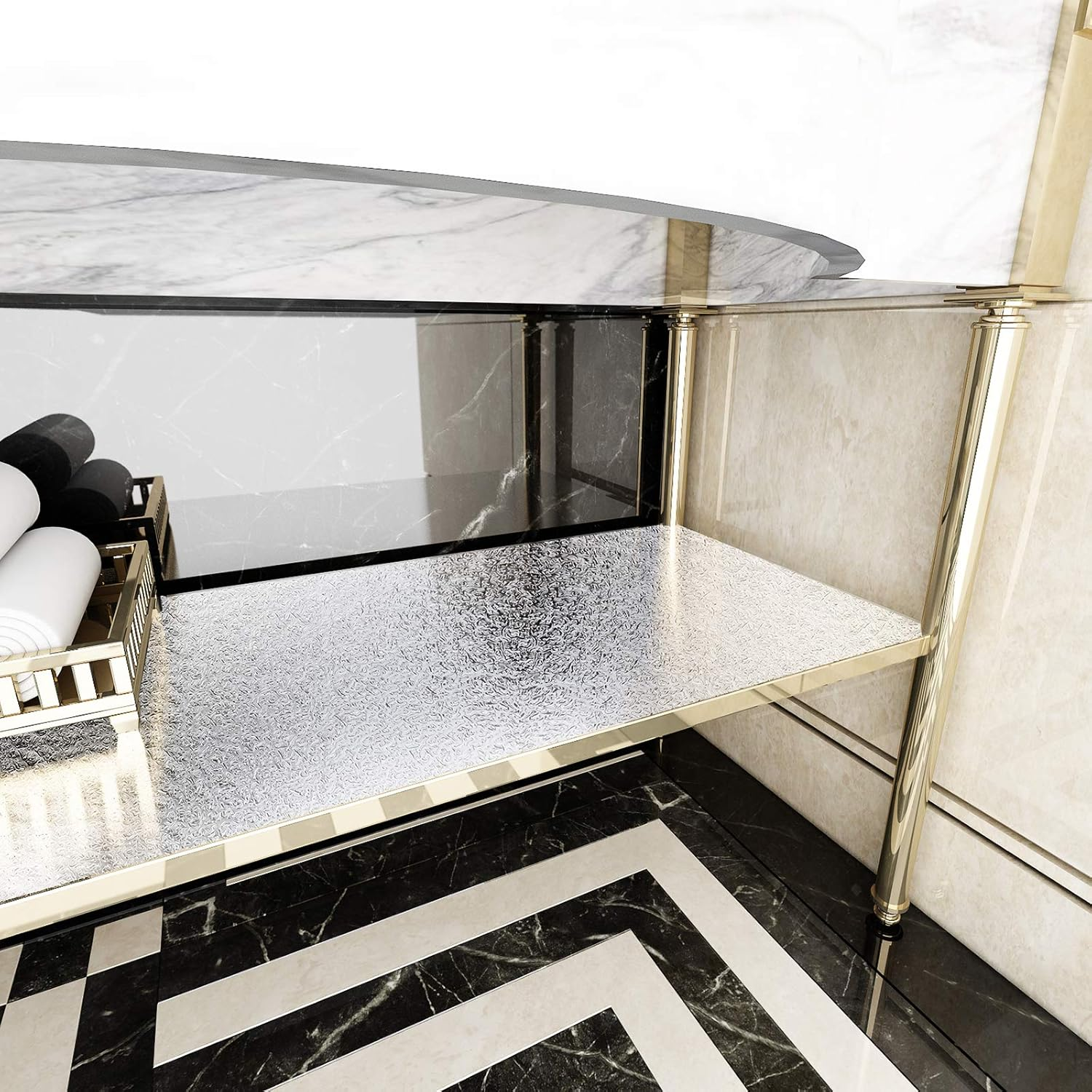 VEELIKE 15.7''X708'' Kitchen Oil-Proof Waterproof Backsplash Wall Stickers Roll Aluminum Foil Self Adhesive Peel and Stick Contact Paper Heat Resistant for Countertops Drawer Liner Shelf Liner image number 6