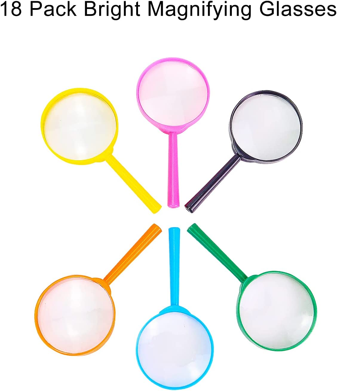 Magnifying Glass Kids Plastic Magnifier 18 Pack Hand Lens Mini Handheld Magnifying Lenses for Children Science Class Outdoor Observation Party Fun Tool image number 4