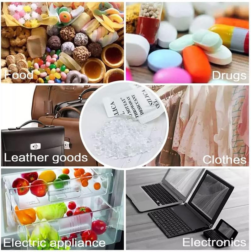 AIMALL 50-2000 Pack 1G Silica Gel Packets Moisture Absorber Desiccant Reusable Food Grade, Transparent, Non-Toxic, Tyvek Material for Durability image number 3