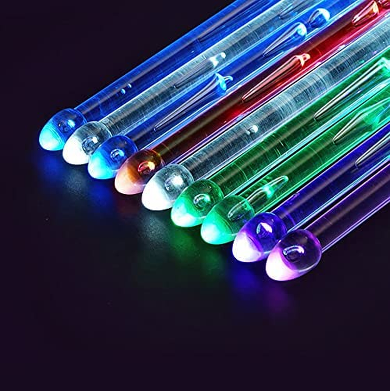 Rechargeable 15 Color Changing LED Light up Drum Sticks with Storage Bag, Glow in the Dark Drumsticks, Drummer Gifts Glow Plastic Drum Sticks for Adults,Personalized Drumsticks（２Pcs／Pack）