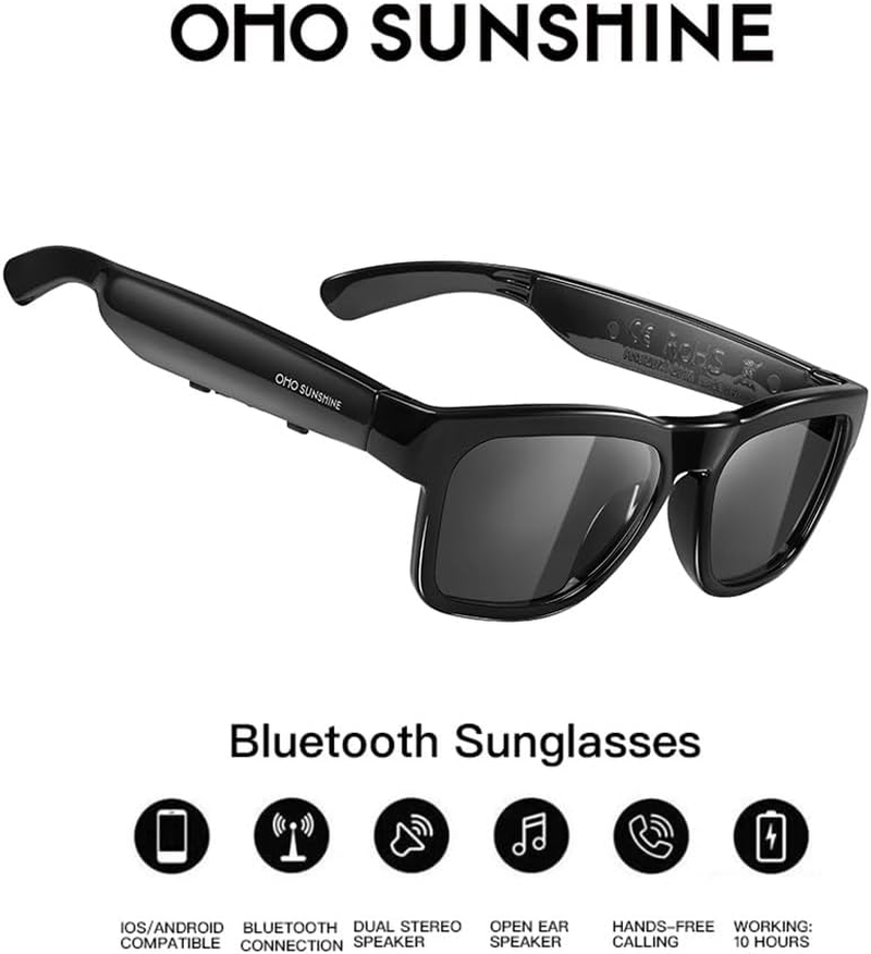 Oho Smart Glasses,Polarized Sunglasses with Bluetooth Speaker,Athletic/Outdoor UV Protection and Voice Control,Unisex(Grey Lens) image number 2