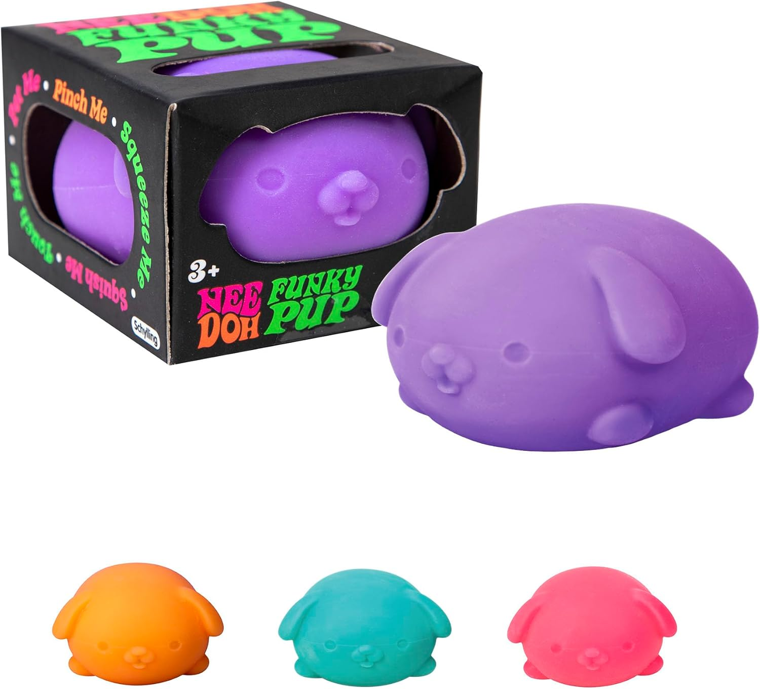 Needoh Funky Pup Stress Ball - Squishy, Flexible Stress Relief Toy, Assorted Neon Colours, Fun, Relaxing Fidget Toy for Kids & Adults, Ideal for Anxiety, Focus, and Stress Management image number 4