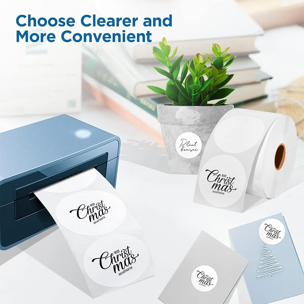 1.5 Inches Circle Thermal Sticker Labels - 500 PCS Self-Adhesive round Direct Thermal Printer Labels for Name Tag, Address, Logo Design, Shipping, DIY Design, QR Code image number 3