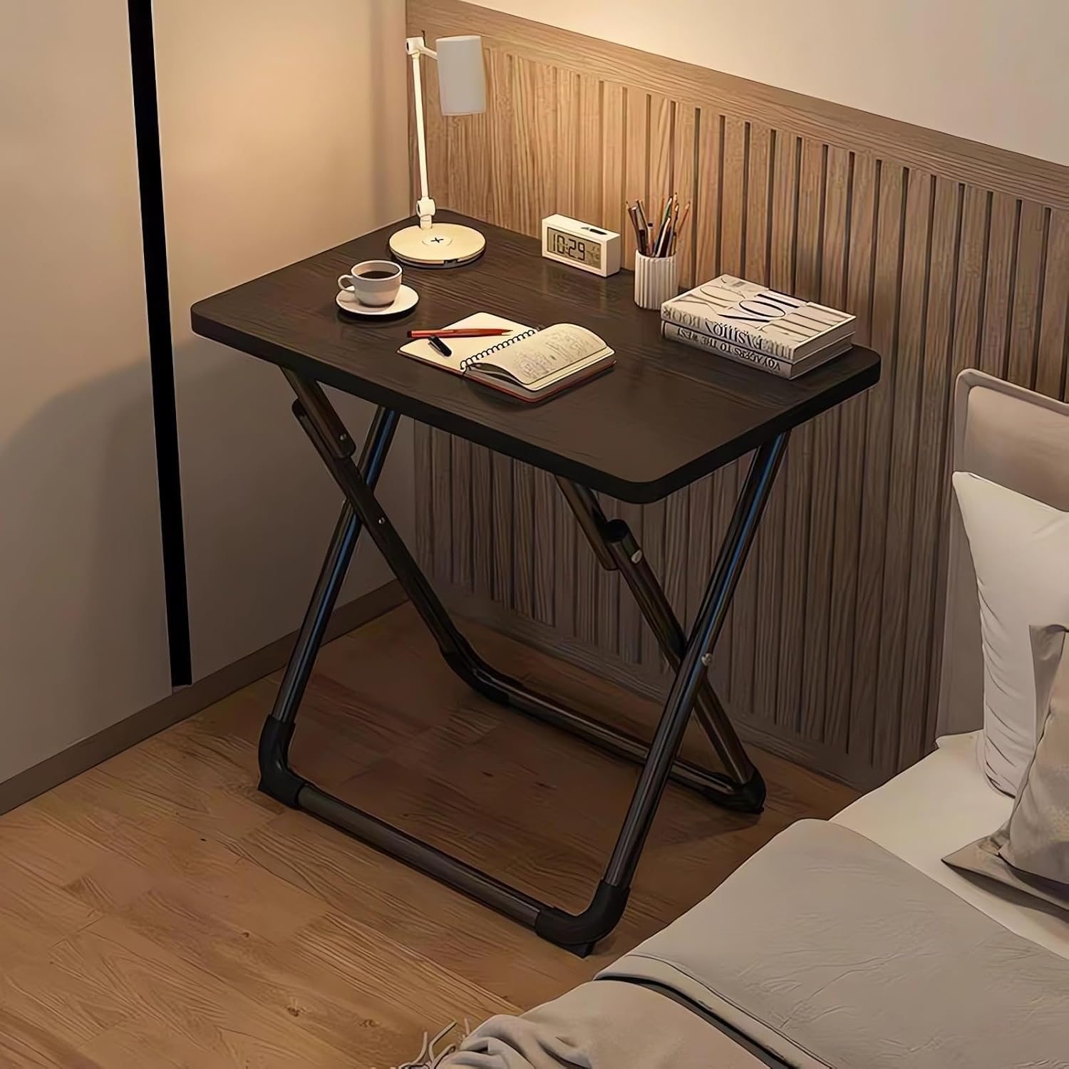 Folding Computer Desk and Chair Set, Portable Home Office Desks, Wood, Dormitory Student Table & Chair Sets A276 (Coffee)