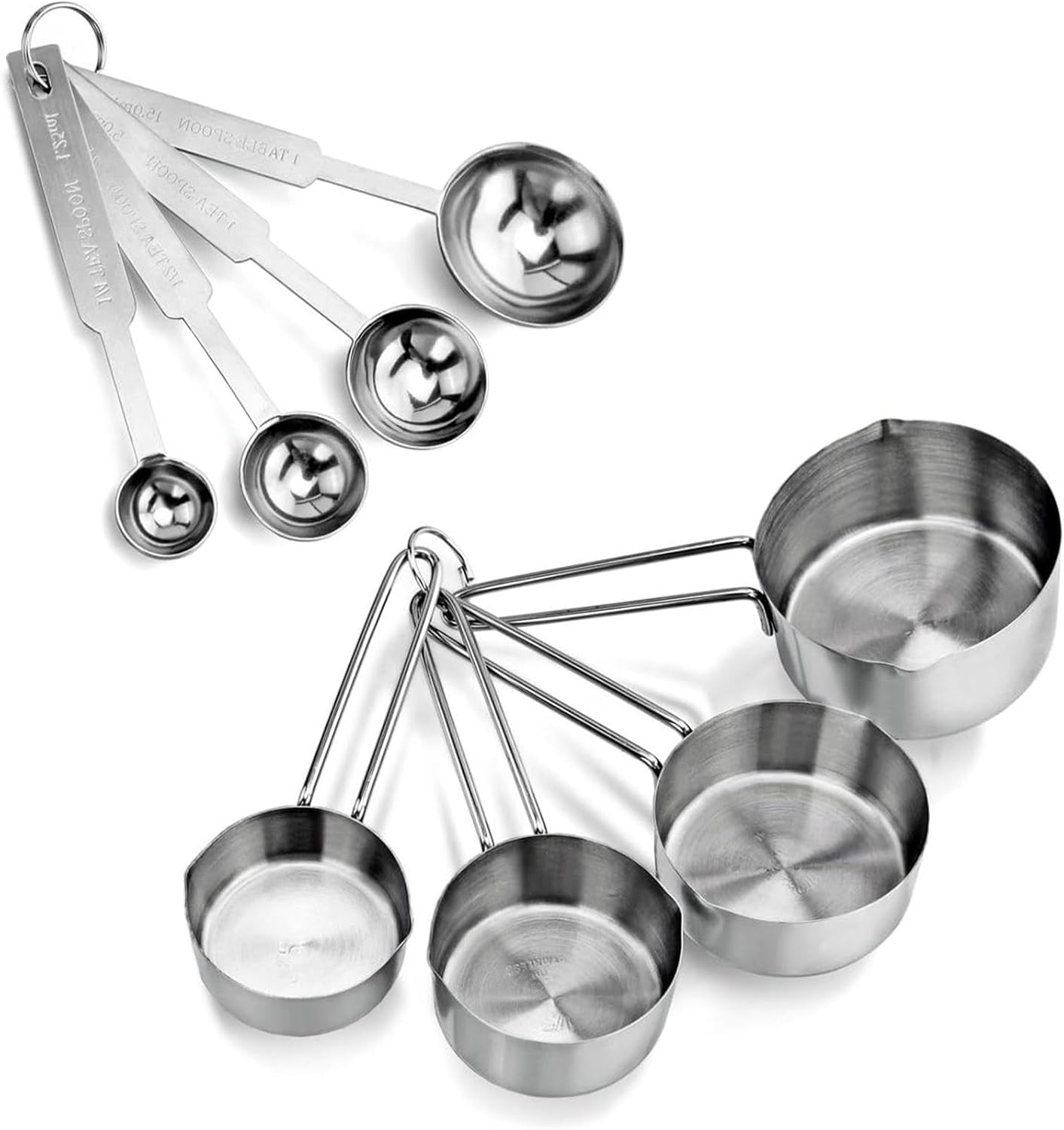 8 Piece Stainless Steel Measuring Spoons and Cups Combo,Stackable Tablespoons Measuring Set Kitchen Gadgets Measuring Cups, Measuring Spoons, Leveler for Cooking & Baking image number 3