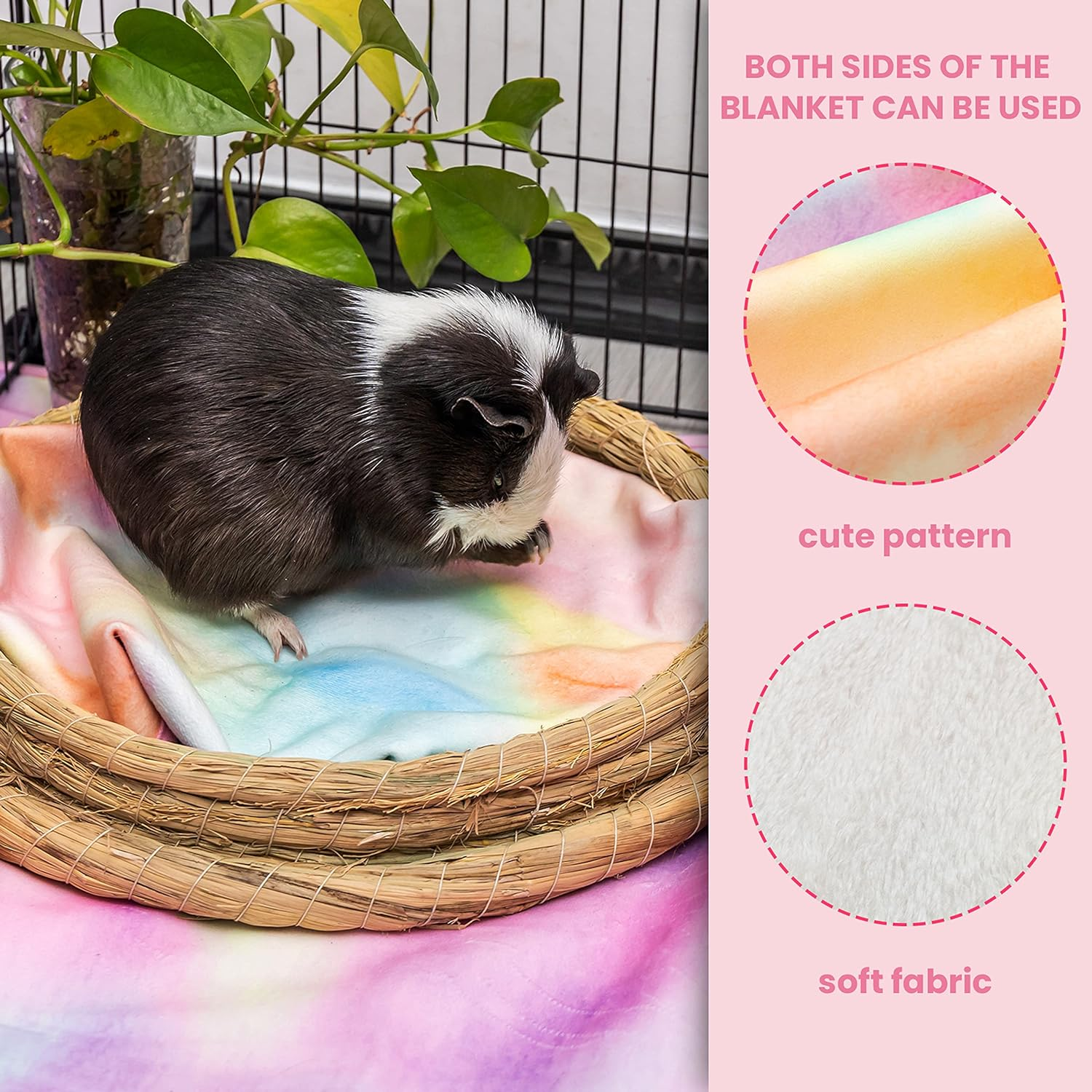 Guinea Pig Cage Mat - 3 Pack 19.2"*24" Waterproof Small Animal Bedding Accessories for Guinea Pig Rat Hamster Chinchilla Hedgehog Rabbit Ferret- Washable Soft Fleece Pet Cage Liner Blankets image number 5