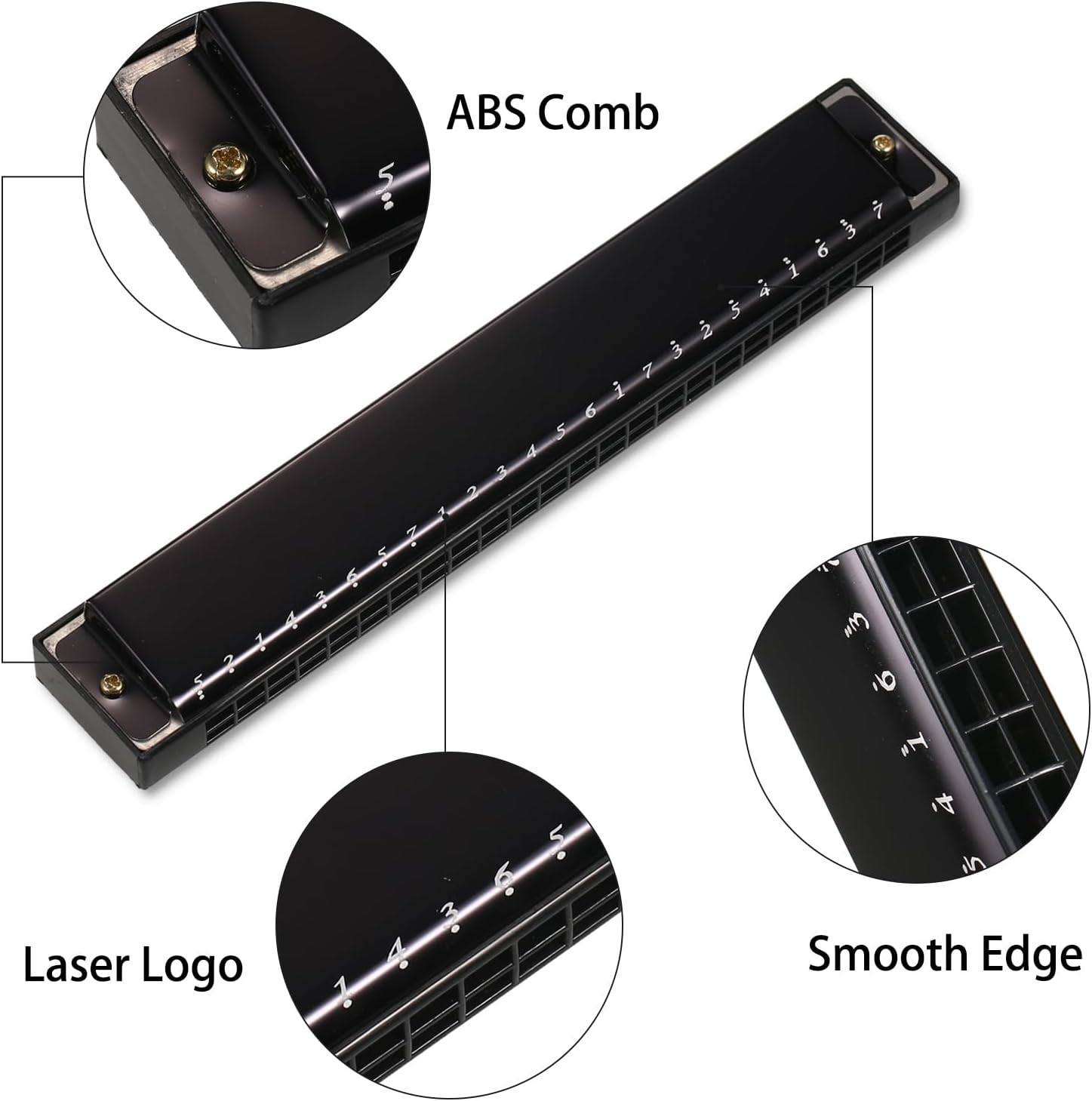 Harmonica Professional Harp Armonica Key of C 24 Hole Polyp Diatonic Mouth Organ with Case for Blues Folk Jazz Pop for Music Student Teacher Beginner image number 5