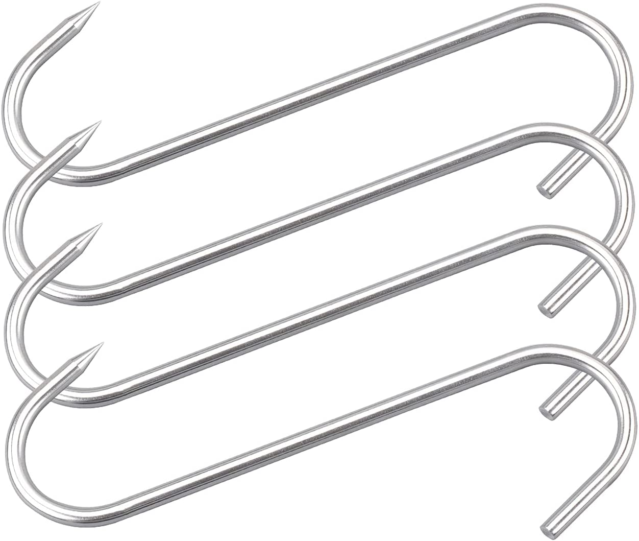 10 Meat Hook Heavy Duty S-Hooks Stainless Steel Meat Processing Butcher Hook 4Pack
