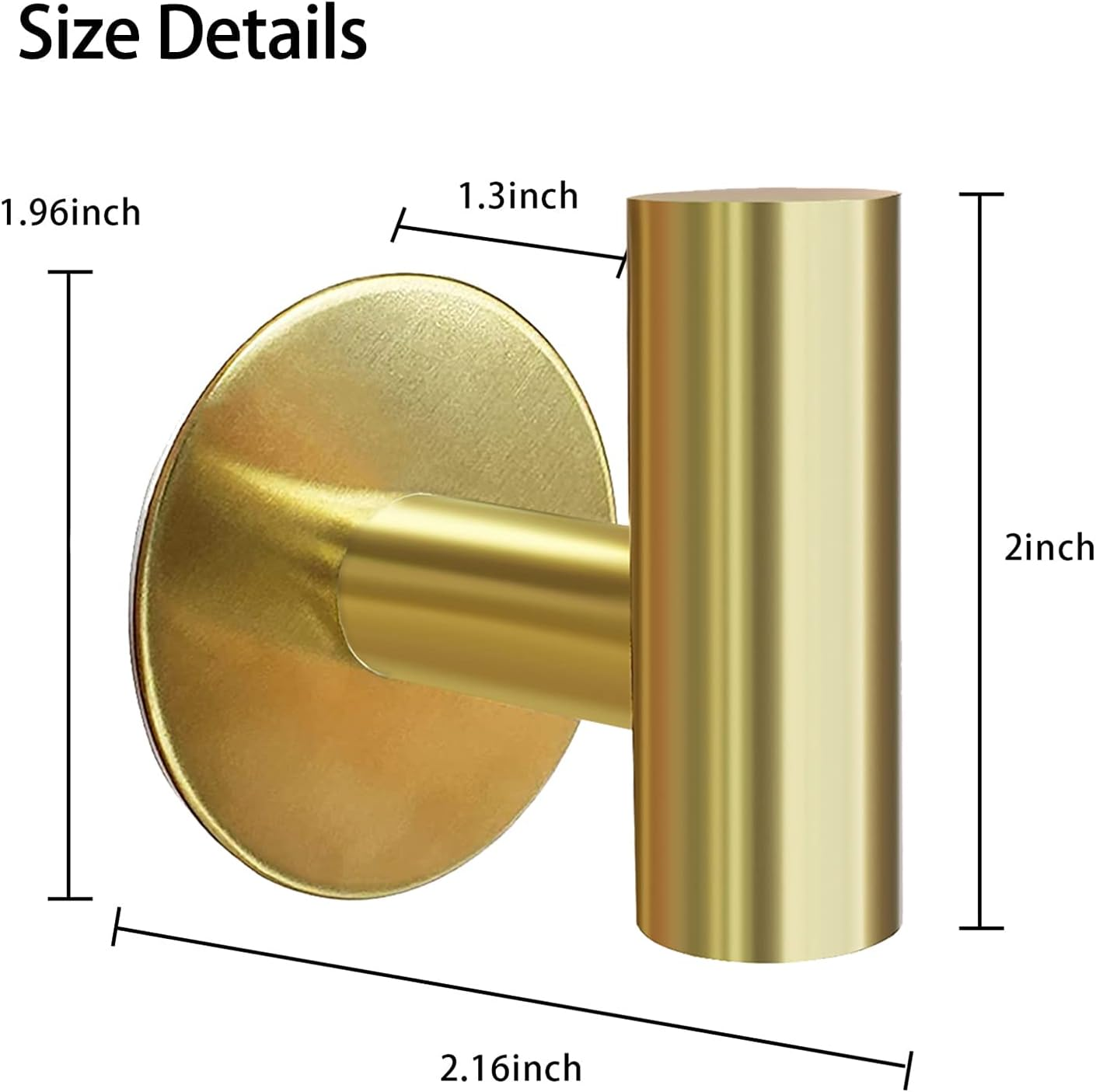 Brushed Gold Adhesive Wall Hooks 2 Packs, Heavy Duty Sticky Towel Hooks for Bathroom Kitchen Door, Wall Mounted Stick on Hook for Coat Towels Keys Robe (Gold) image number 4