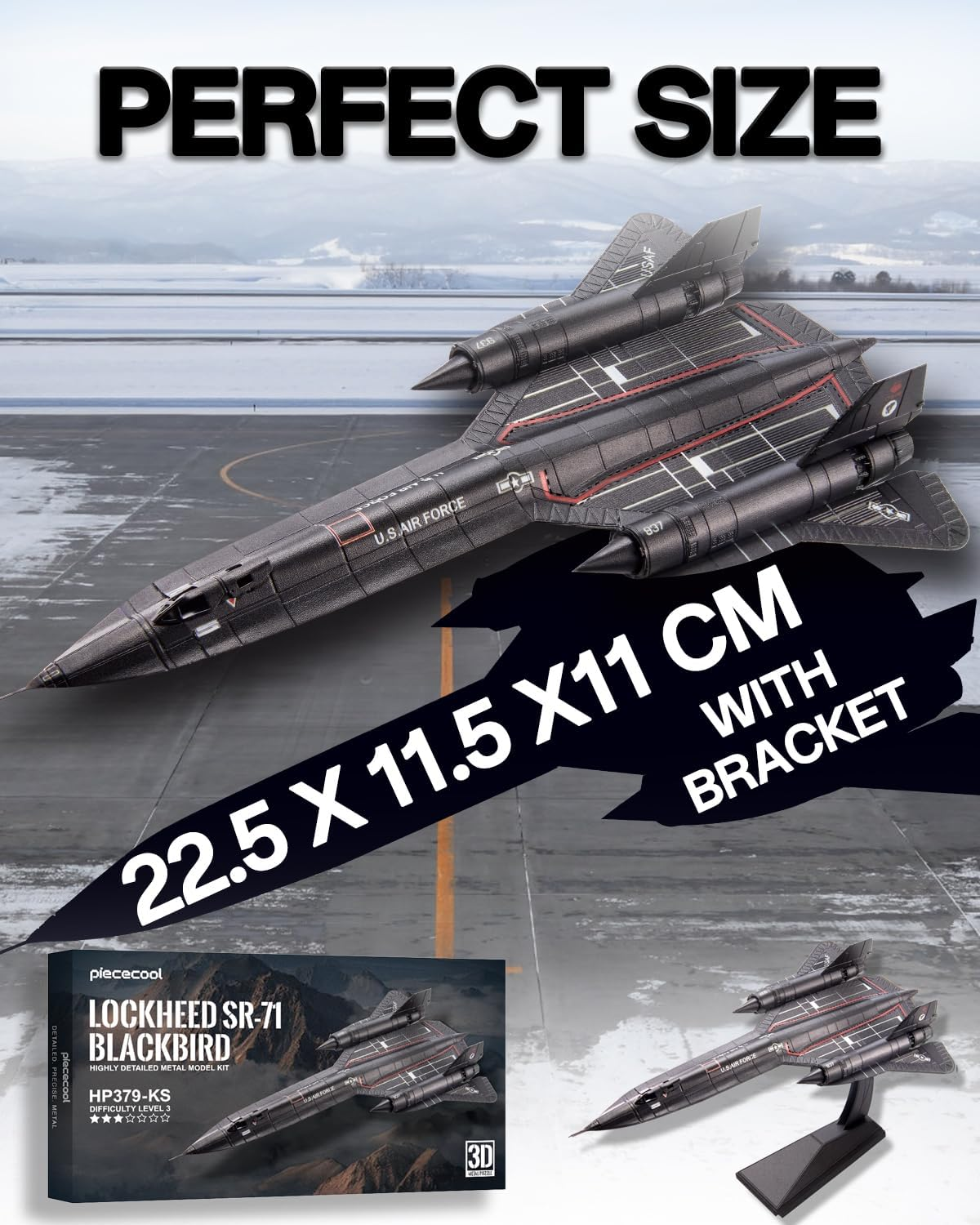 Piececool 3D Metal Puzzles SR-71 Blackbird Aircraft Model Kits Puzzles 3D Model Building Kit DIY Craft for Family Time Great Christmas Birthday Gifts image number 6