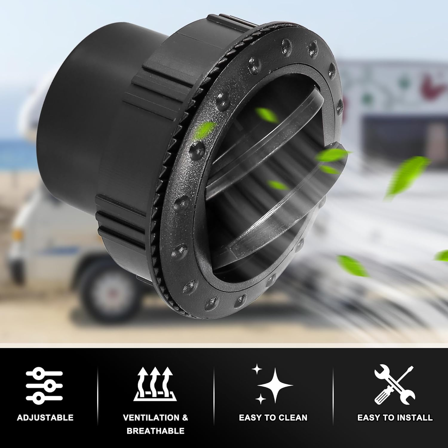 X AUTOHAUX 4Pcs round AC Air Outlet Vent Louvered Dashboard Electroplate Knob for RV Bus Boat Yacht Caravan 60Mm