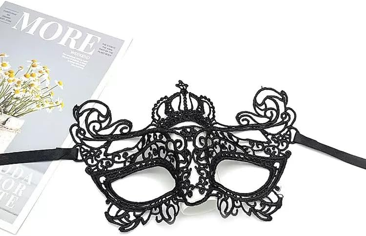 6PCS Venetian Lace Masquerade Masks for Women - Gothic Black Party Masks, Adjustable Soft Lace, Elegant for Halloween, Balls, Cosplay & Carnival image number 4