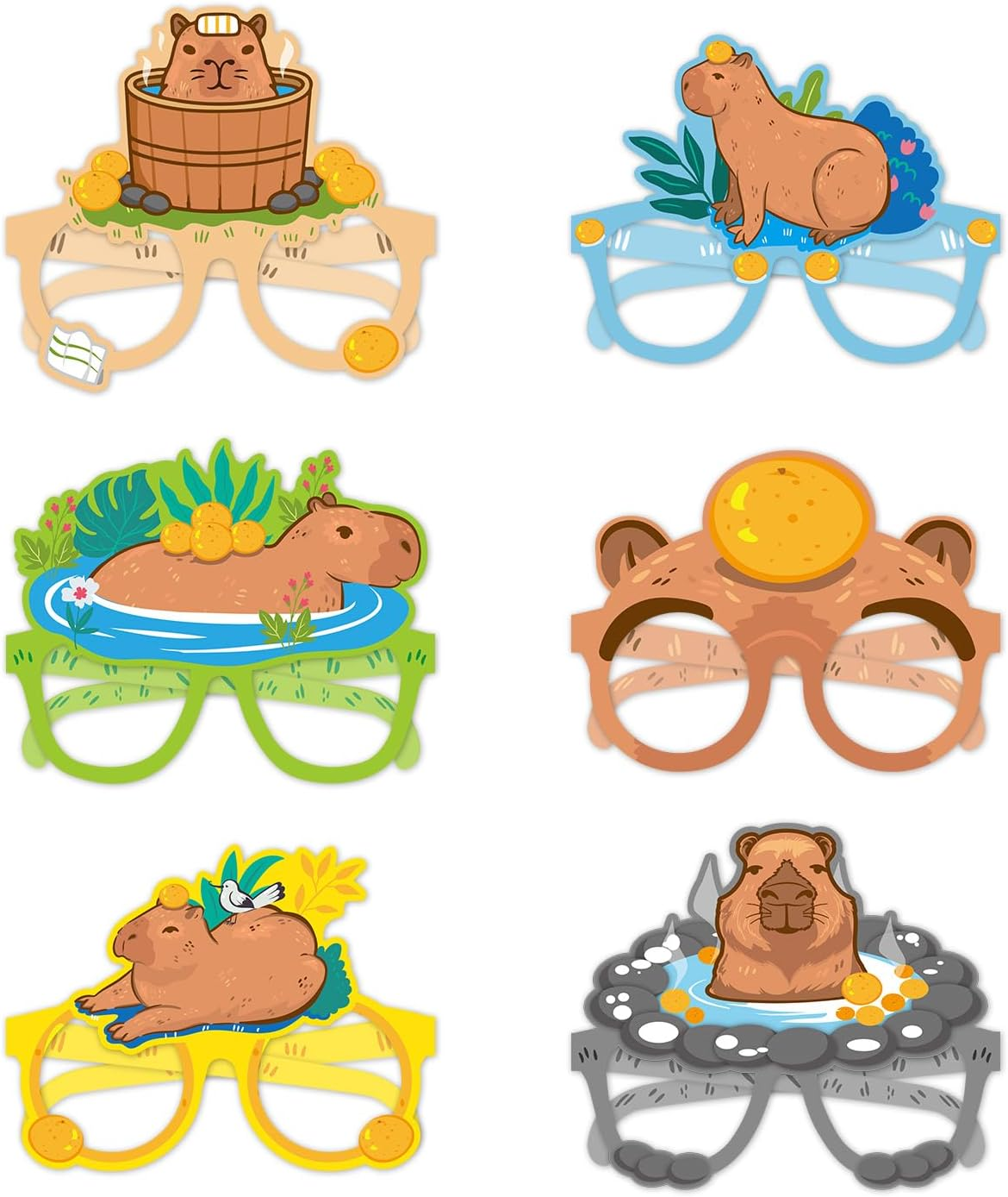12Pcs Capybara Party Favors Glasses, Capybara Dress up Masks Photo Booth Prop Cosplay Birthday Gift Supplies for Kids