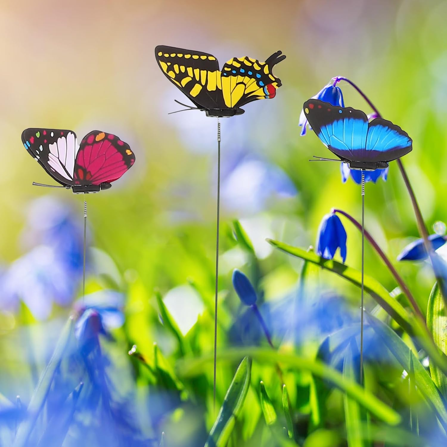 Kisangel 12Pcs Yard Artificial Butterfly Stakes Waterproof Butterflies Decoration for Christmas Butterfly Garden Stakes Decorative Plants Decor Chritmas Decor 3D Outdoor Ornaments image number 2