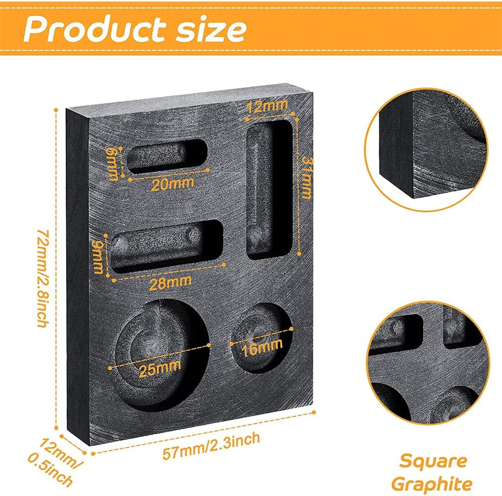 Crucible Graphite Square Melting Casting Refining Ingot Mould Gold Silver Copper image number 2