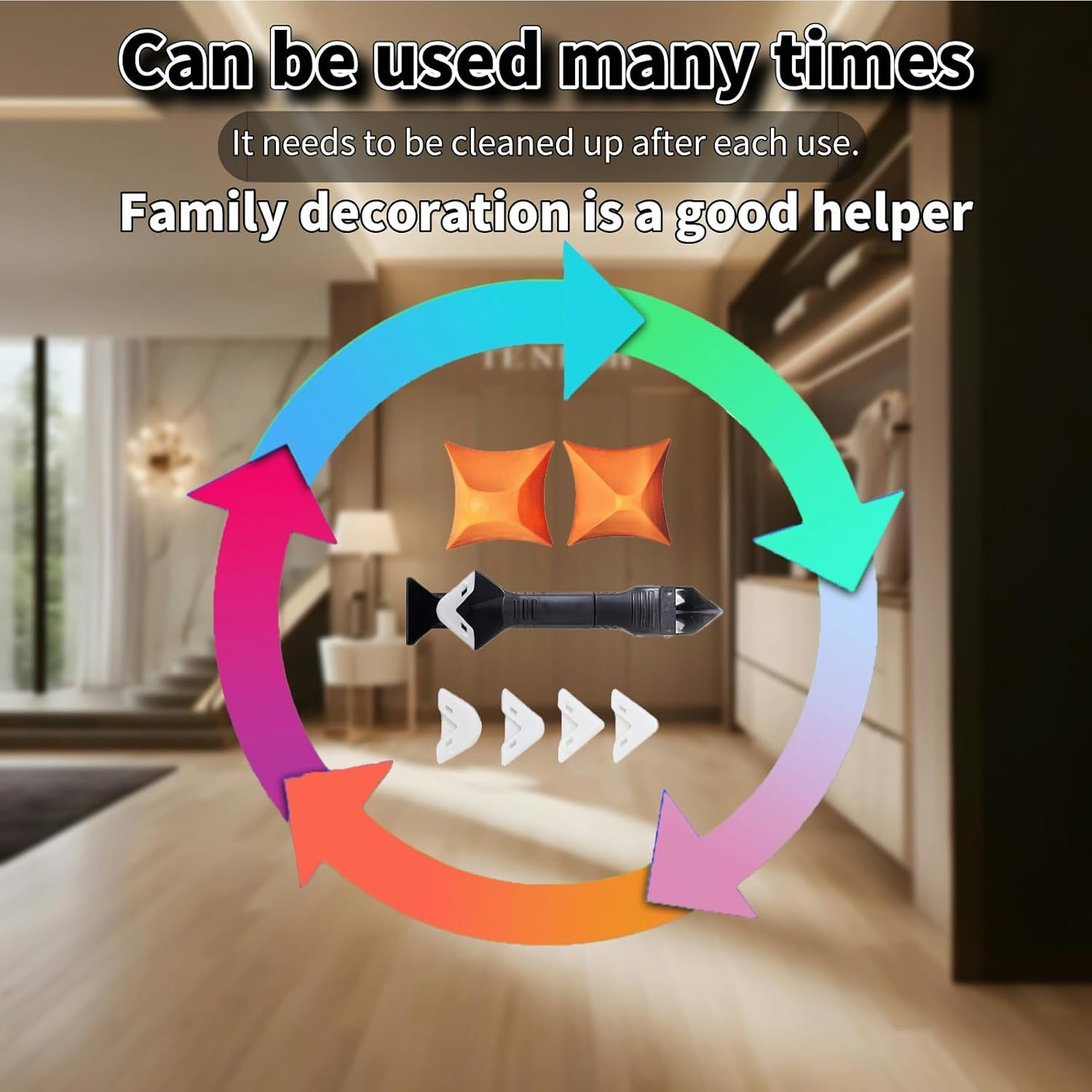 Silicone Seam Tool & Glue Scraper Set - Superior Seam Tools for Kitchen & Bathroom. Seamless Fit, Durable & Reusable. Integrated for Caulking and Degumming image number 4