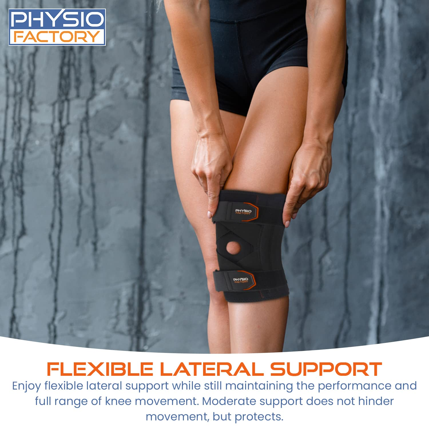 Flexible Lateral Support - Physio Factory - Knee Brace for Sport Use - Comfortable Knee Support with Moderate Level Support - Ideal Knee Brace for Meniscus Tear and Dual Patella Knee Strap. Helps ACL, LCL & MCL Injury (S) image number 3