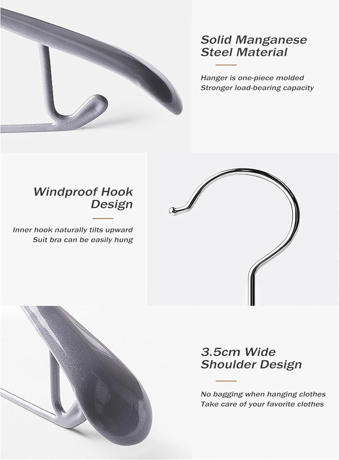 10 Pack Wide Shoulder Hangers, 17.7 Inch Heavy Duty Metal Suit Hangers with Non Slip Pvc-Coating for Closet, Sweaters, Dresses, Suits, Pants, Jackets (Blue)